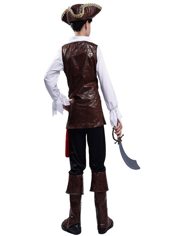PGOND Boys Deluxe Pirate Costume with Hat Party Costume (13-14Y) - Image 5